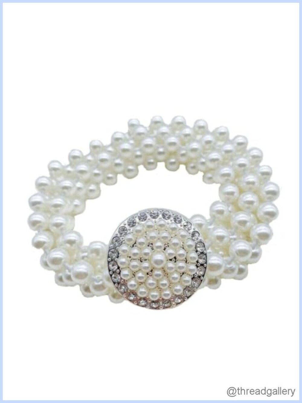 Elegant Elastic Pearl Waist Belt Retro Style Women's Clothing Accessory
